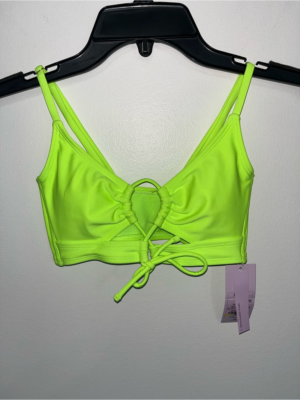 Wild Fable Women's Lace-Up Longline Bikini Top Neon Green Size XXS (00)